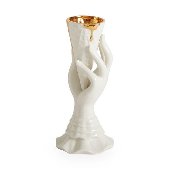 JONATHAN ADLER I-Scream Bud Vase with Real Gold. Like New. Pristine. - Picture 1 of 8